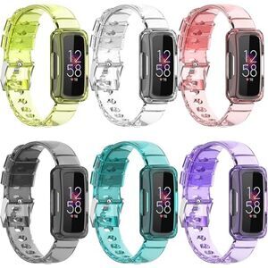 Compatible with Fitbit Luxe/Ace 3/Ace 2/Inspire 2 Band with Case- 6 pack
